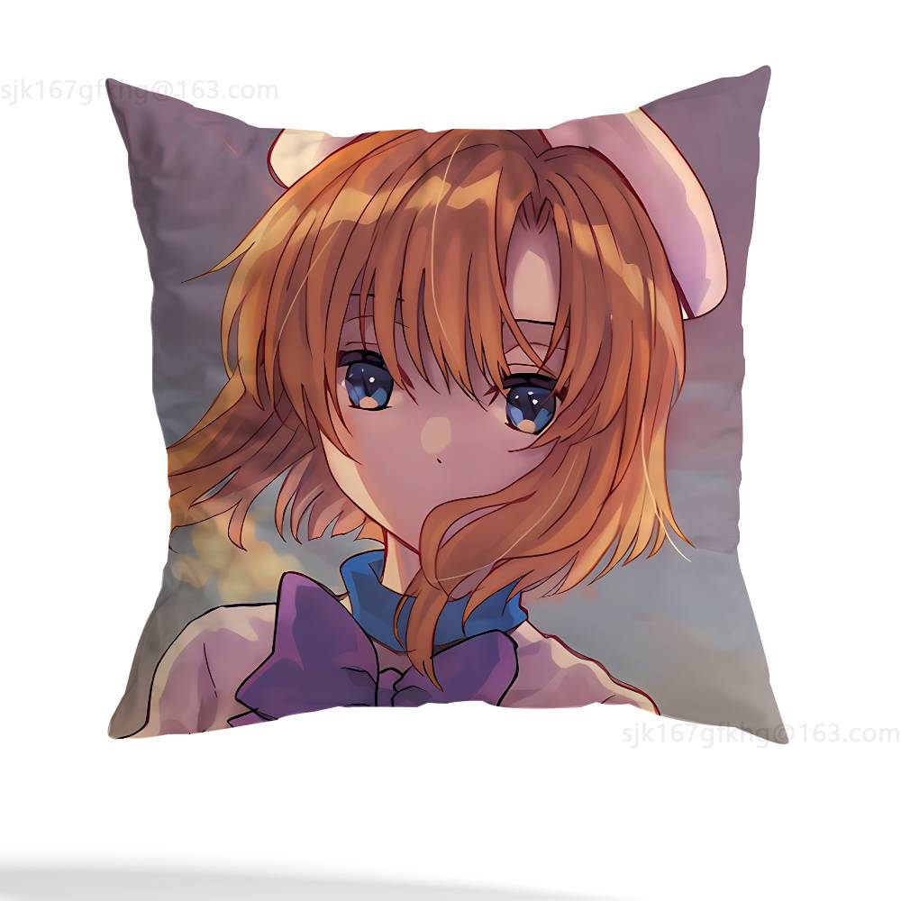 Anime Higurashi  Pillow Case Square Double-Sided Printing Short Plush Sofa Cushion Cover Bedroom Bedside Pillow