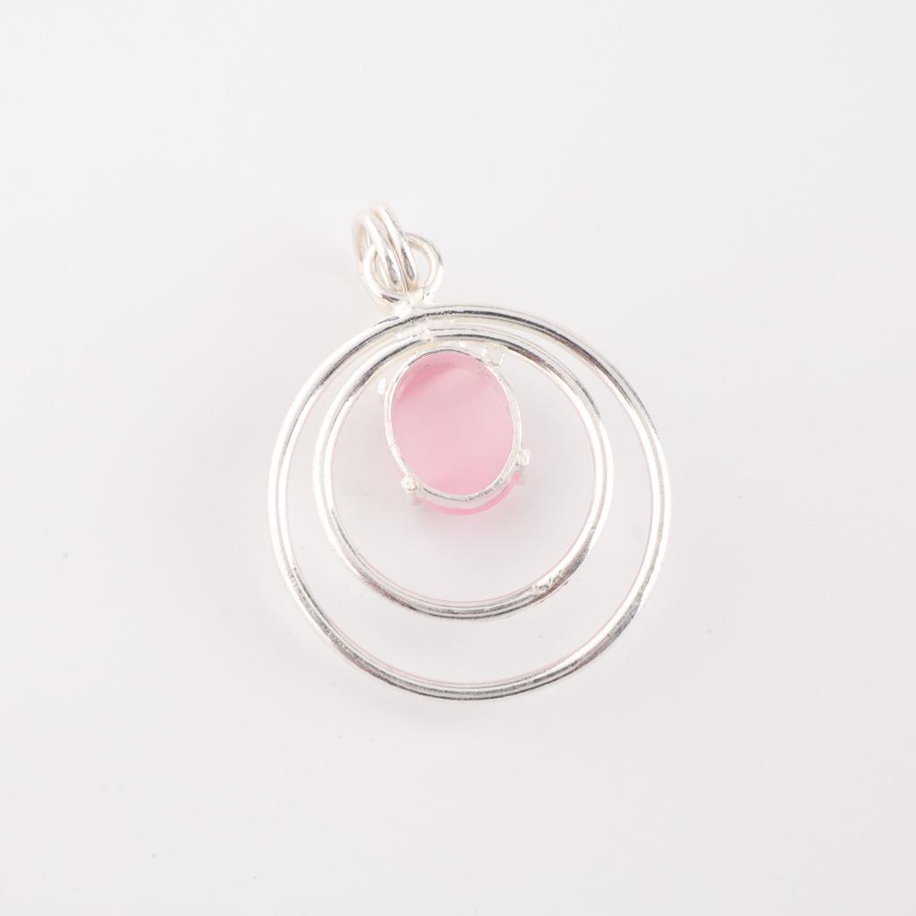 Rare Pink Cat's Eye Gemstone 925 Sterling Silver Jewelry Handmade Pendant 1.65" PP-61-46