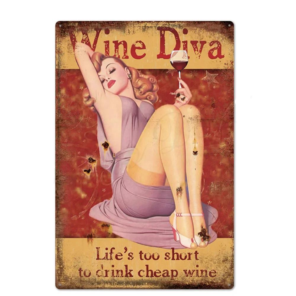 Vintage Pin Up Girl Tin Sign Plaque Sexy Retro Metal Wall Decor for Bar Pub Club Man Cave Classic Metal Sign Painting