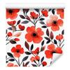 Wallpaper Flowers and Leaves Red and White for Living Room and Bedroom 50x1000