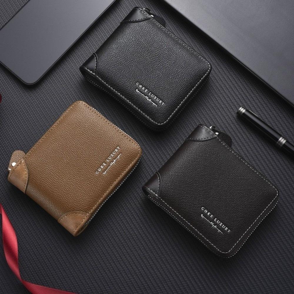 Solid Color Men's Wallet PU Leather Coin Purse Card Bag Business Card Holder  Daily