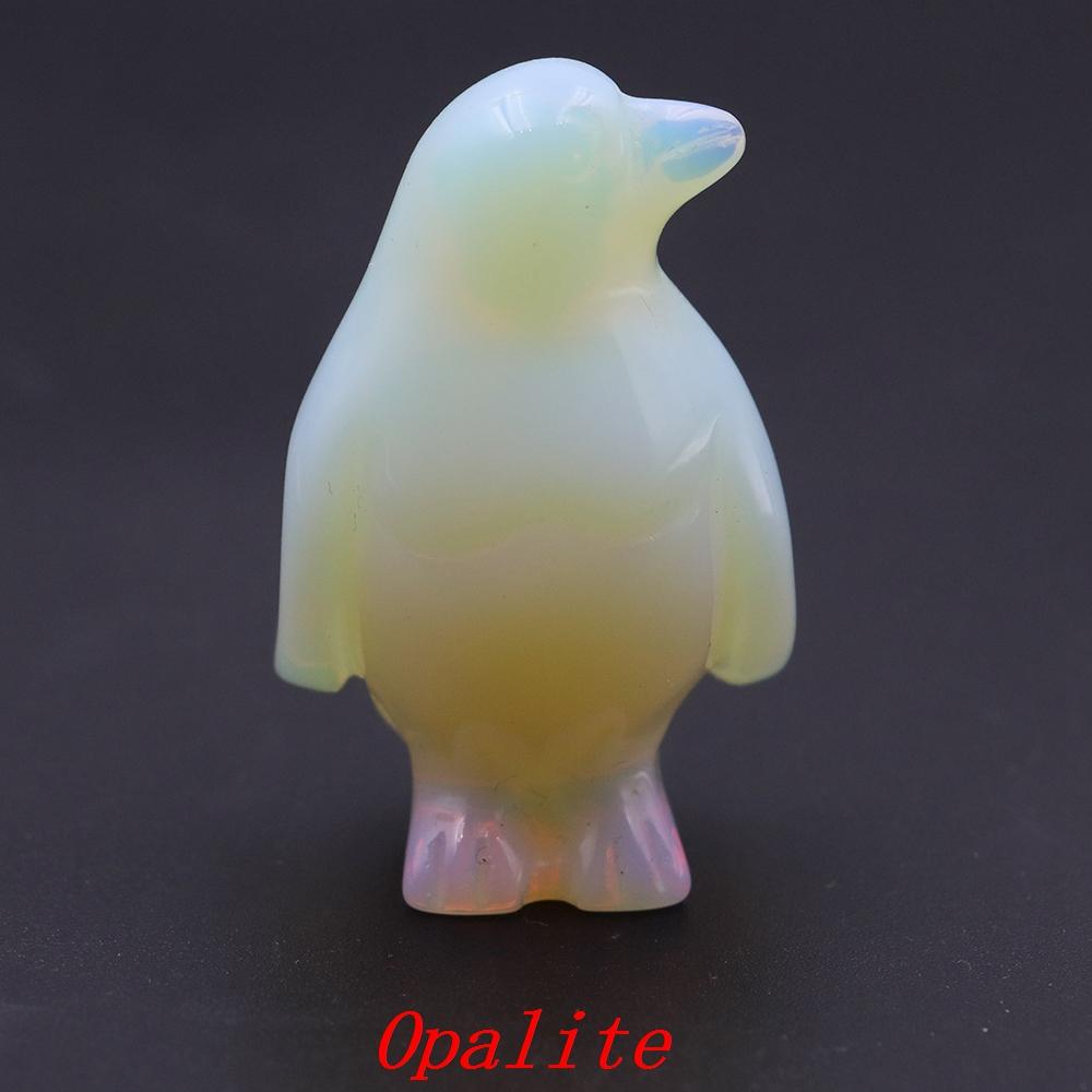 Cute Penguin Statue Natural Amethyst Rose Quartz Healing Crystals Stones Carving Reiki Animal Figurines Crafts Room Decoration