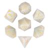 Cusdie Cat's Eye Stone DND Dice Handmade D4-D20 Polyhedral Gemstone Dice Set with Leather Box for Tabletop RPG Collection