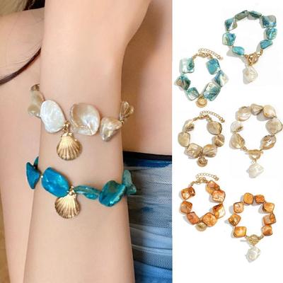 Colorful Pearl Bracelet Starfish Bohemian Geometry Bangle Personality Beaded Chain Bracelet Gifts