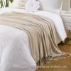 Chenille Tassel Throw Blanket - Solid Color, Handmade for Sofa or Office