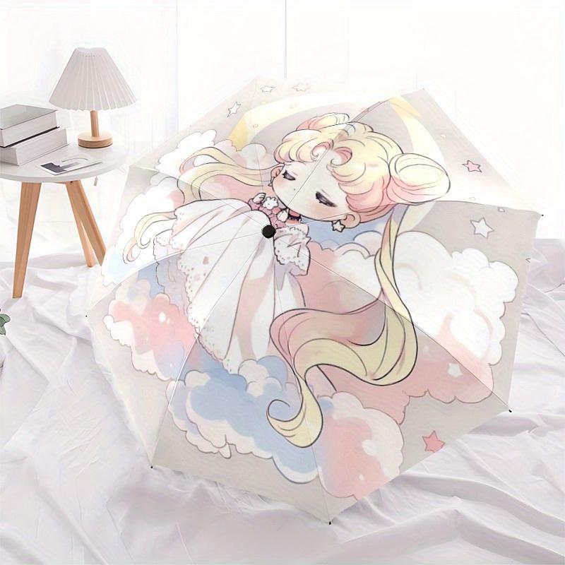 

1pc Sweet Sailor Moon Pattern Automatic Umbrella is Fashionable and Good-Looking, a Portable 3-Fold Umbrella, Suitable for Travel and Daily Use, a Tra