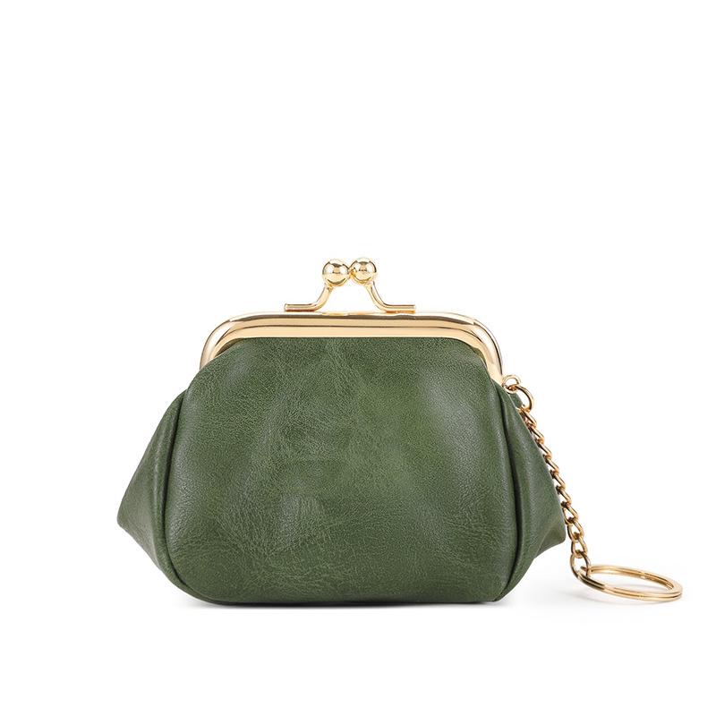 

Compact Retro Women s Coin Purse - Top Layer Oil Wax Cowhide