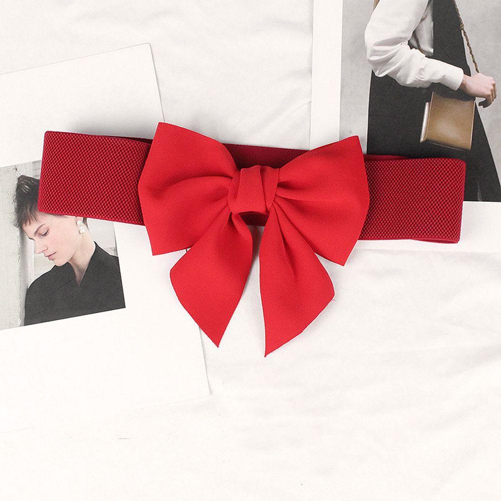 Adjustable Elastic Vintage For Girls Large Bow Women Waistbands Dress Decoration Korean Belt