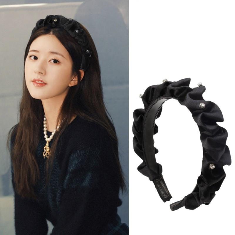 Fashion Crystal Ruffle Hair Hoop Hair Bands For Women Girls Headbands Wide Hairband Hair Accessories Headwear