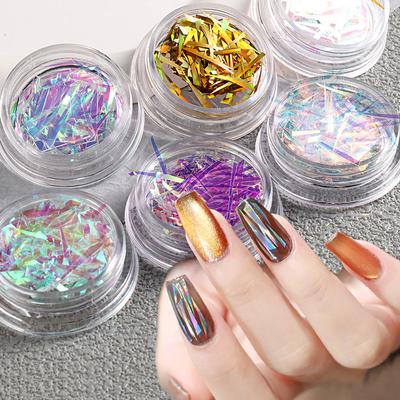 Naklejki na paznokcie Aurora Fairy Nail Art Foil, nieregularne, holograficzne, szklane naklejki na paznokcie, nie wymagają cięcia