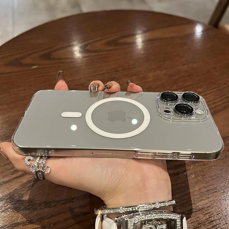 Ultra Thin Hard PC For Magsafe Wireless Charge Case for iPhone 15 14 Plus   11 Pro Max Transparent Magnetic Shockproof Cover