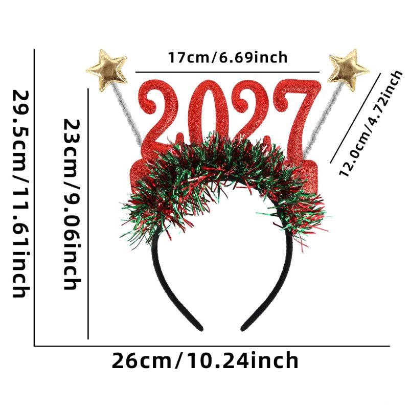 Creative Christmas Star Headband 1/4Pcs Color Strip Design Suitable for 2027 New Year Eve Party Decoration