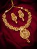 Gold-Plated White Stone-Studded & Beaded Temple Jewellery Set