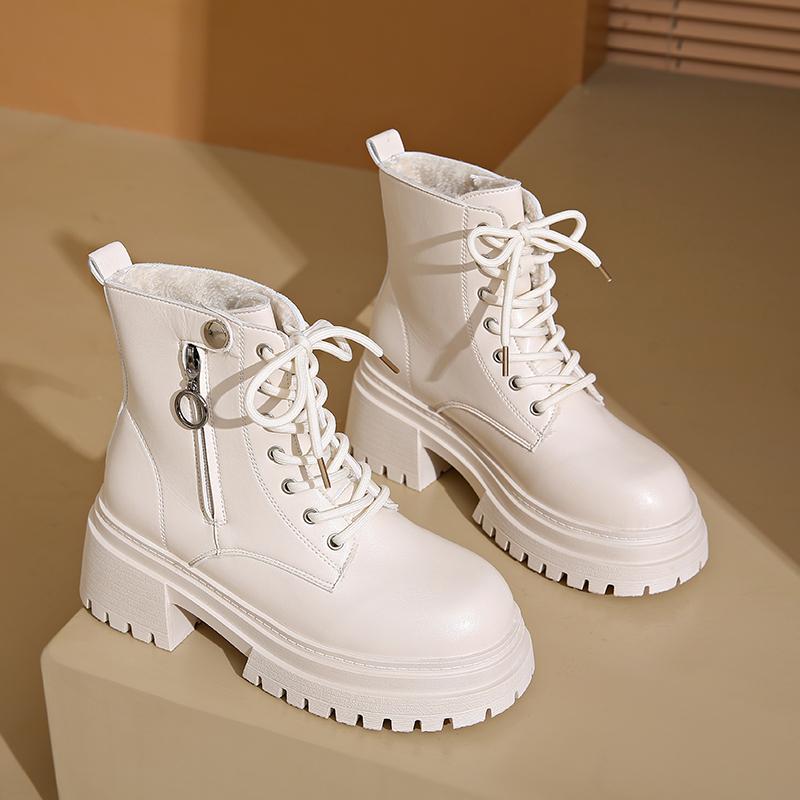 

Зимняя обувь женская 2024 Новые бархатные теплые женские ботинки на молнии для отдыха на открытом воздухе удобные нескользящие кожаные ботинки большого размера для женщин 34