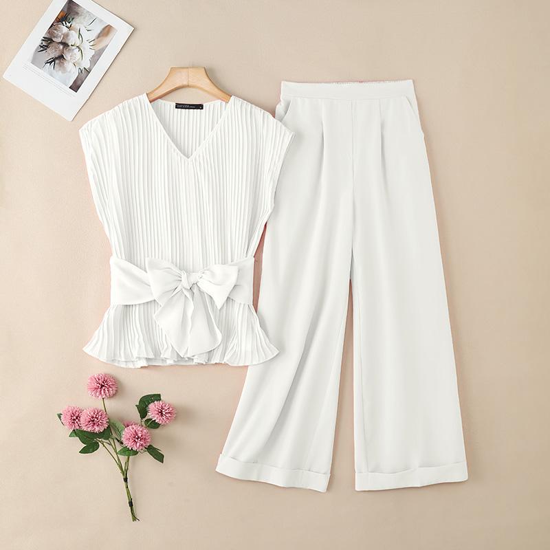 ZANZEA Damen Ärmellose Tanktops und Hosen Sommer Zweiteiler Anzugsets