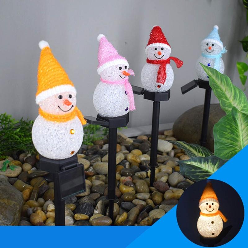 Outdoor Solar Pathway Lights Cute Cartton Small Snowman Solar Energy Lawn Light Grounding Light Landscape Garden Lamp