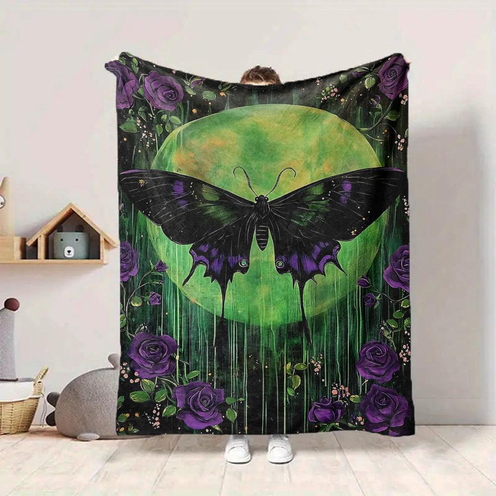 1pc Butterfly Moon Blanket, Lightweight Flannel Throw Blanket for Sofa, Bed, Travel, Camping, Living Room, Office, Couch105