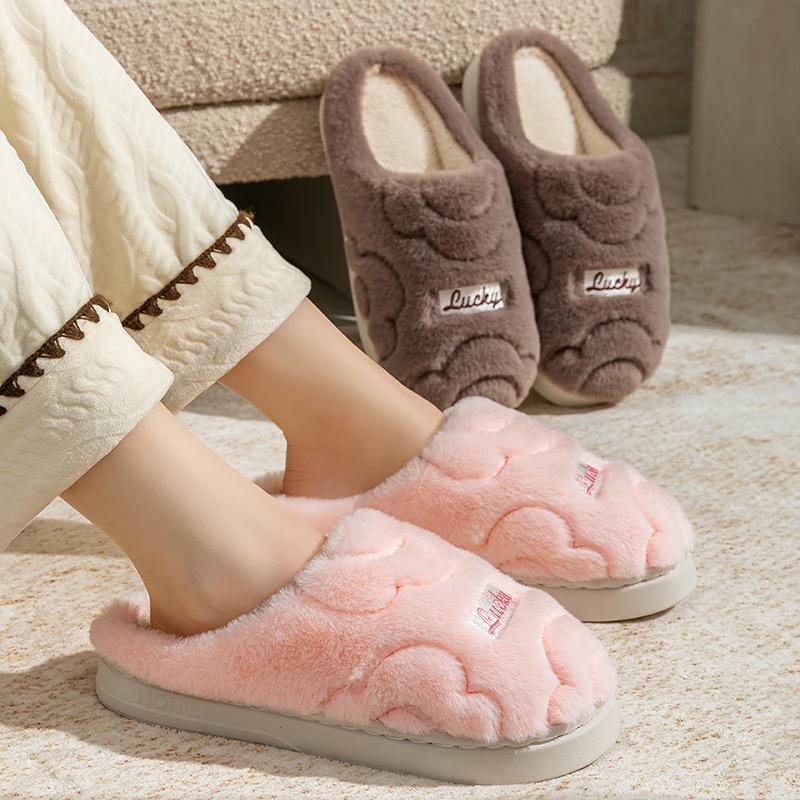 Warm Couple Plush Thickened Wool Slippers Autumn and Winter Home Hotel Homestay Couple Cotton Slippers