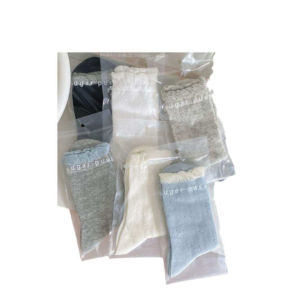 Wind White Bow Bubble Pile Socks Summer Mesh Thin Socks Boneless Lace Anti-Pilling