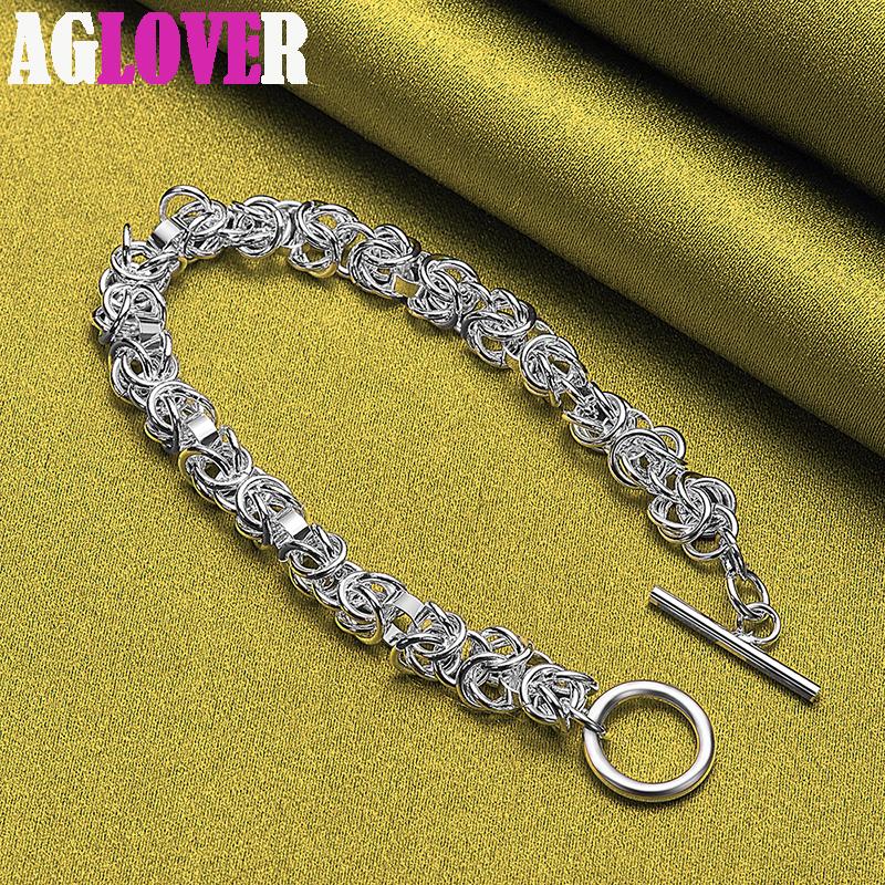 Bijuterii brățară cu cataramă OT cu lanț cerc interconectat din argint 925