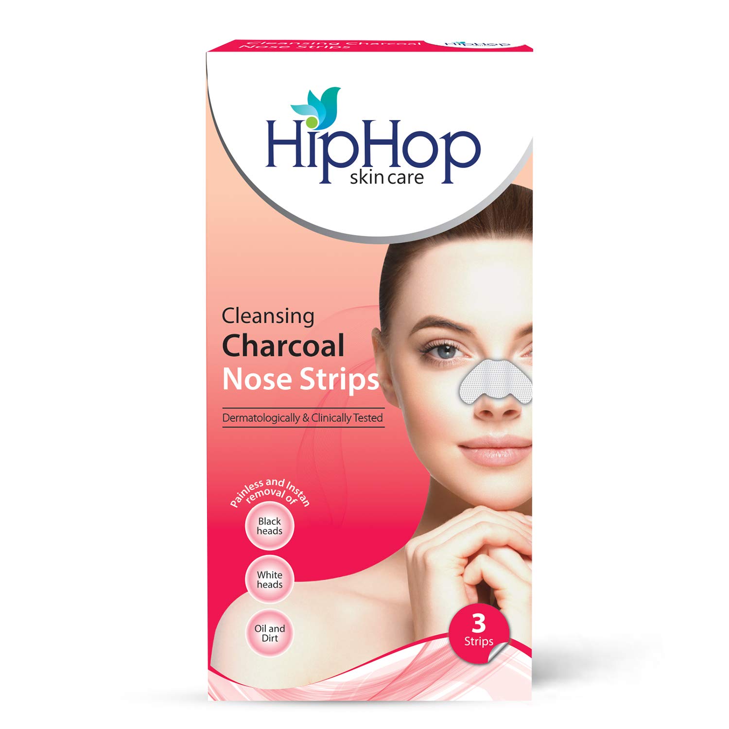 HipHop Skincare Cleansing Charcoal Nose Strips for Women - Blackhead Remover & Pore Cleanser (3 Strips)