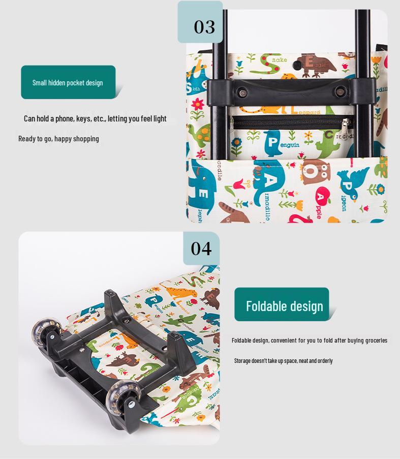 Compact Foldable Shopping Cart for Household and Stairs