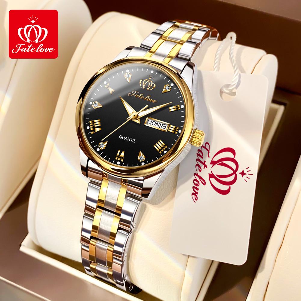 Fate Love 819 Classics Women Watch Stainless Steel Luminous Waterproof Calendar Elegant Dress Quartz Watch for Women Original