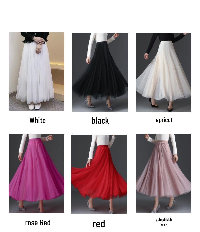 Women's 720° High Waist Pleated A-line Skirt - Mid-length, Mesh, Versatile for Dance or Casual Wear