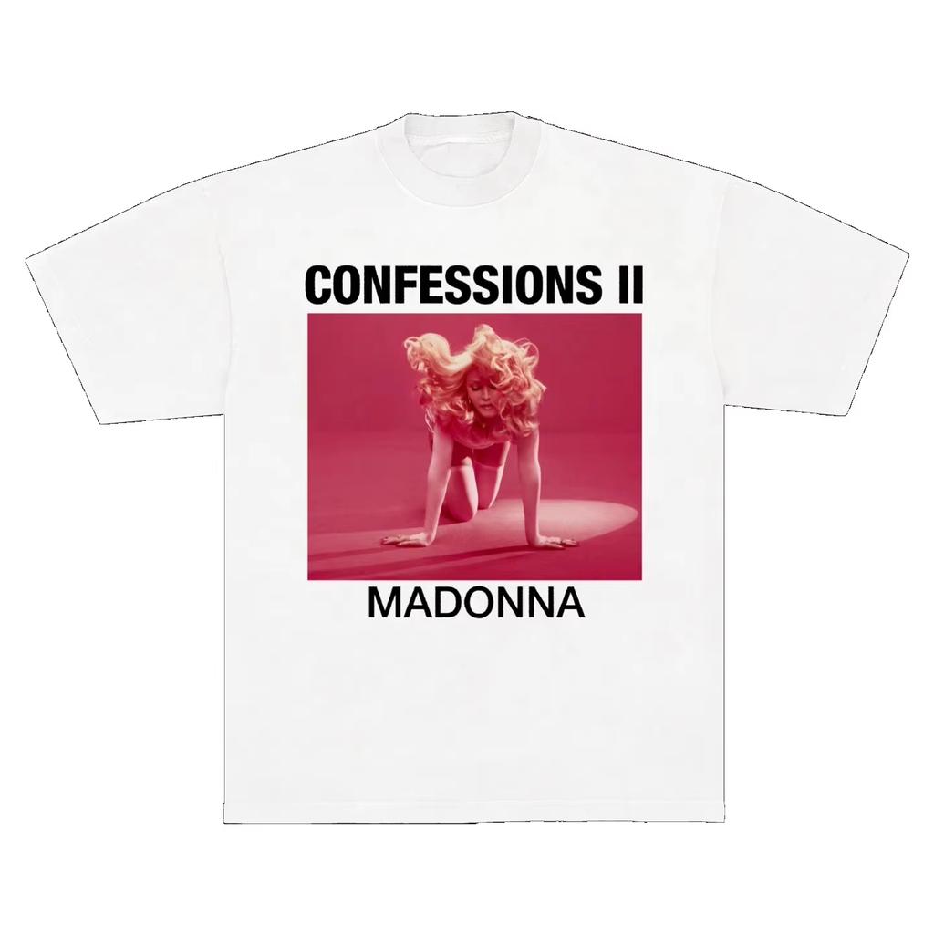 New Summer Fashion Madonna Confessions II Album Print Pure Cotton Unisex Gothic Oversized Women and Unisex TShirt Yk Clothes