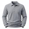 Men S Long Sleeve Waffle Knit Polo Shirt Loose Fit