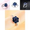 Elegant Blue Flower Shaped Ring For Women With Silver Topaz Detailing In Fashionable Style