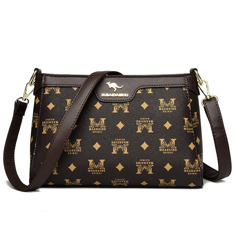 

Counter Genuine Leather Shoulder Messenger Bag Female 2025 New Arrival Easiest for Match Middle-Aged Mother Bag Large Capacity Cowhide Small Bag M Brown