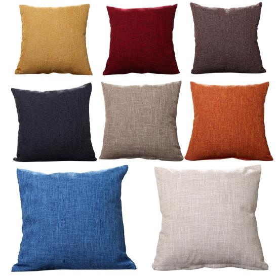 Square Linen Solid Color Soft Pillow Case Sofa Bed Cover Cushion Home