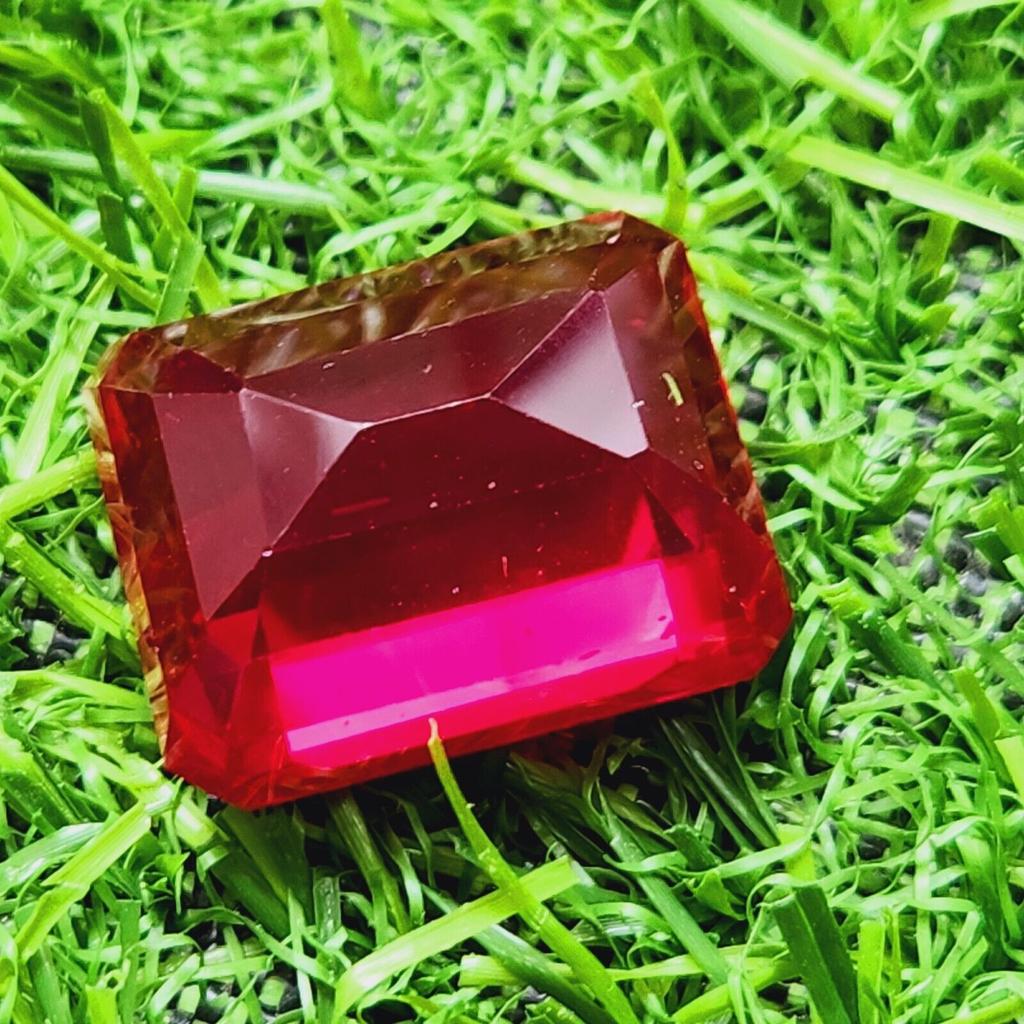 64.80 Ct Heated Ceylon Red Ruby Emerald Cut Faceted Loose Gemstone