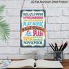 2D Flat 1pc Fun Pool Rules Aluminum Sign Waterproof, 7.87*11.8 Inch, Vibrant Pool Decor with Relax & Swim Recommendations, Perfect for Spring