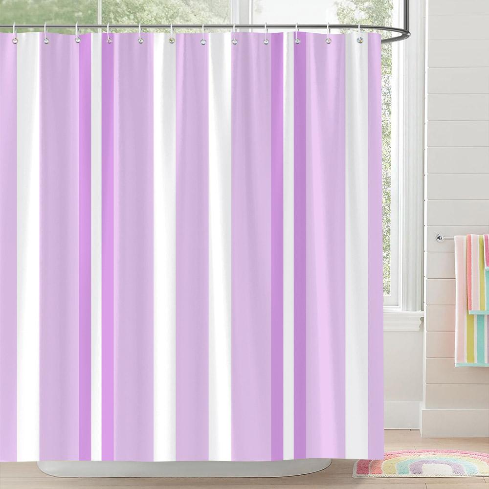

Blue Striped Shower Curtain Colourful Lines Simple Modern Style Polyester Fabric Home Shower Curtains Bathroom Decor With Hooks W60H190(CM)-1 Pcs