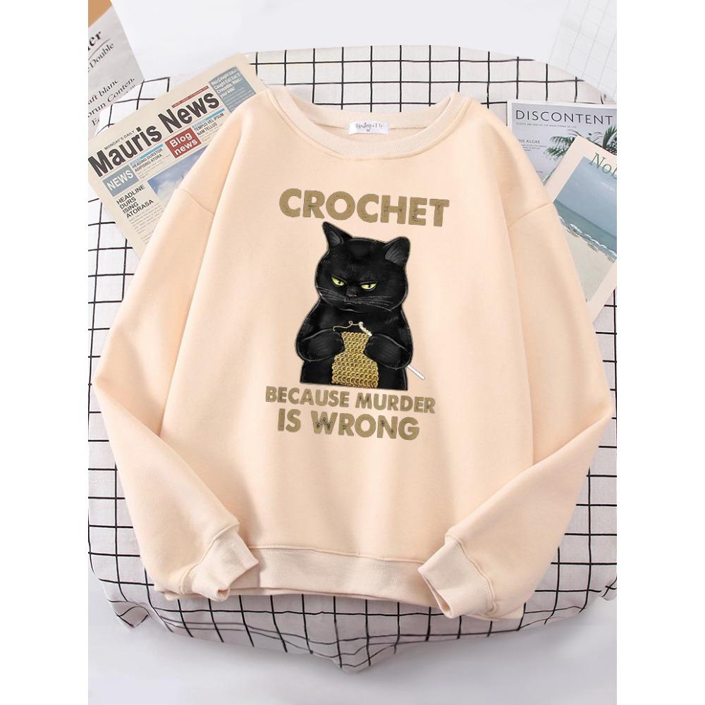 

Crochet Because Murder Is Wrong Women s Hoody Fashion Fit Sweatshirt Casual Oversized Hoody Hip Hop All-match Tracksuit XL
