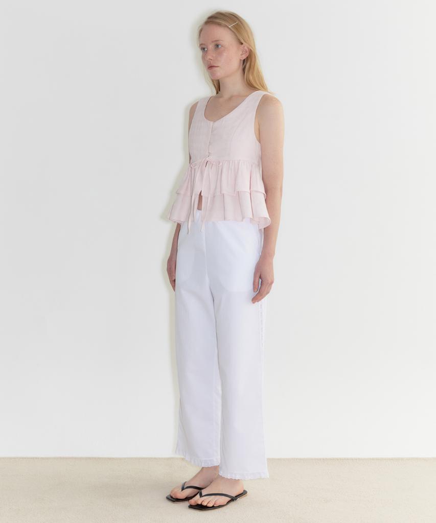 SINOON V-Neck Vest Tiered Blouse (Light Pink)