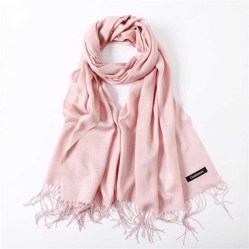 Women's Solid Color Faux Cashmere Scarf, Lightweight Shawl for Spring/Summer & Warm Autumn/Winter Malaysian Headscarf.