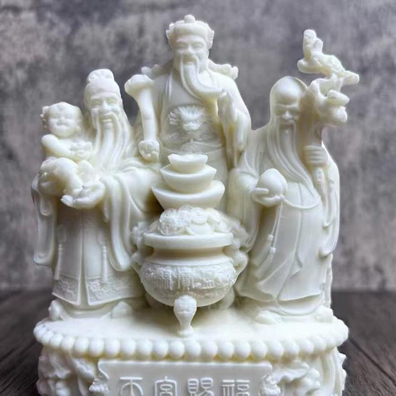 Fu Lu Shou sculptures and Figurines Chinese Mythological Figures Home Room Office Wealth Luck Feng Shui Decor Gift