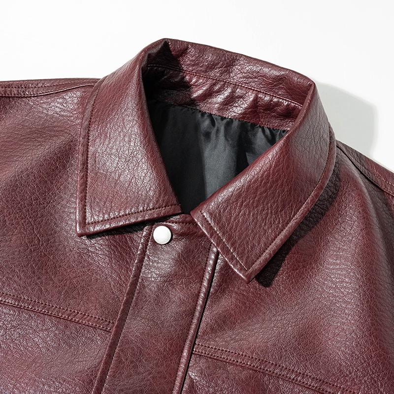 Men's Stand Up Collar PU Leather Jacket, Slim Fit Motorcycle Jacket, Versatile Top