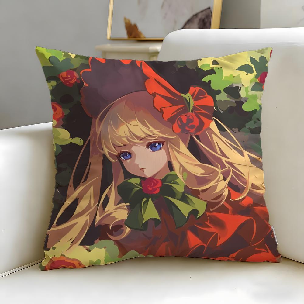 Classic Anime Rozen Maiden Cushion Cover Soft  EasyWash Pillow Case  Versatile for Couch Bed Travel and Office