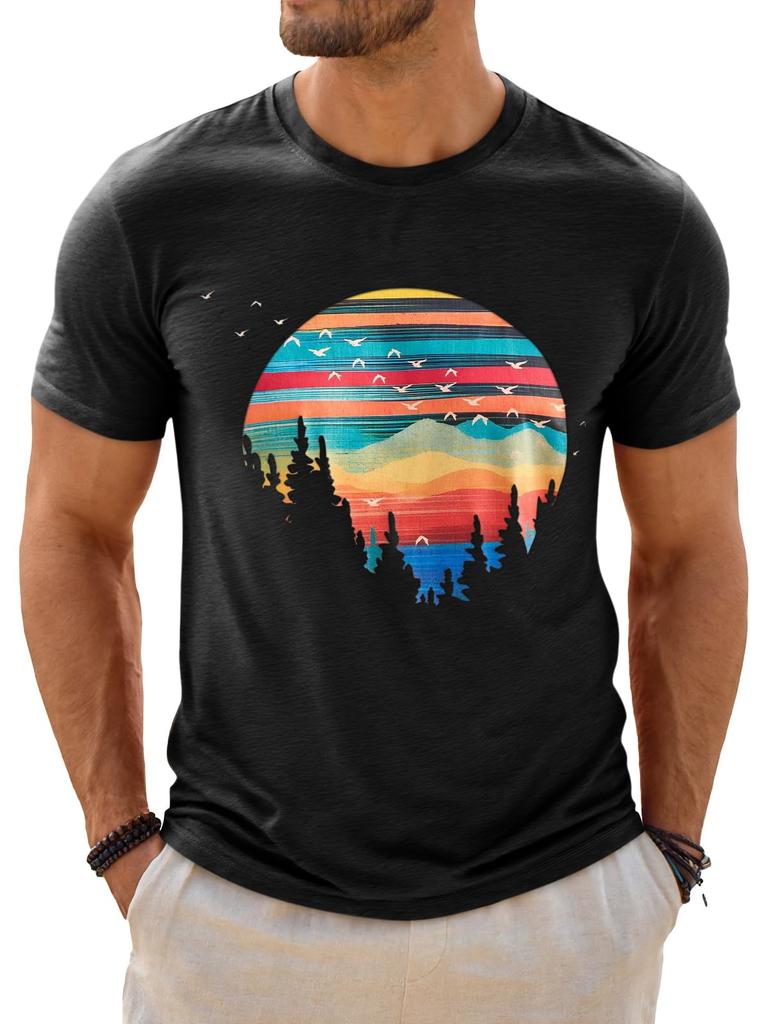 Beach Retro Graphic Men's Summer T-Shirt Cotton O-neck Short-sleeved Tee Tops Unisex Casual T S