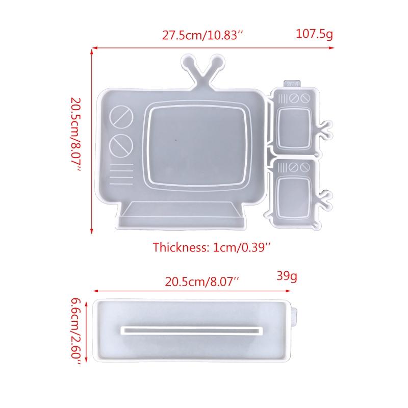 TV Photo Frame Keychain Silicone TV Keychain Charms Epoxy Resin Molds 2 Mini Pendant Mold with Hole Set