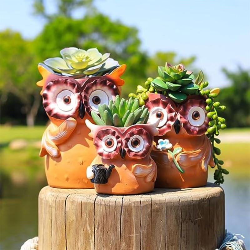 Owl Mom Dad Gypsum Flower Pot Silicone Mold Epoxy Resin Casting Mold Succulent Vase Cement Clay Mold Pen Holder Mold