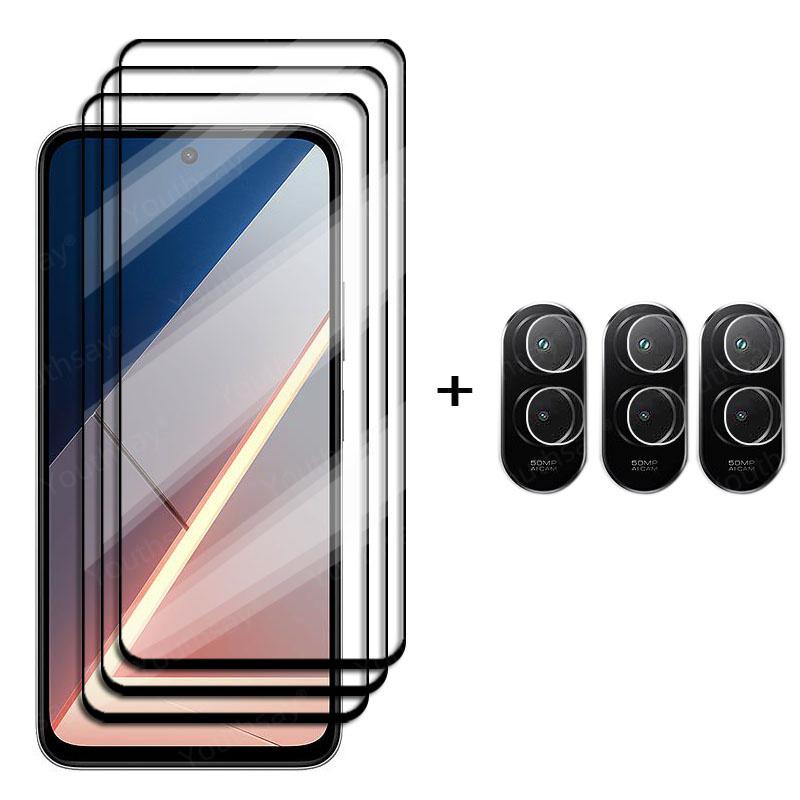 6in1 Glass For Poco M7 Full Cover Tempered Glass Xiaomi Poco M7 Screen Protector HD Protective Phone Lens Film Poco M7 4G
