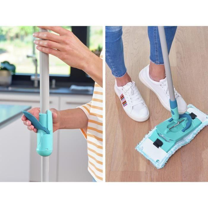 Set Lave-sol avec Seau essoreur - LEIFHEIT - Clean Twist M Ergo 52120- Balais serpillere plat - Manche télescopique de 110 a 140 cm
