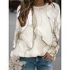 Hot Selling New Marble Texture 3D Printed Women's Casual Round Neck Long Sleeved T-shirt