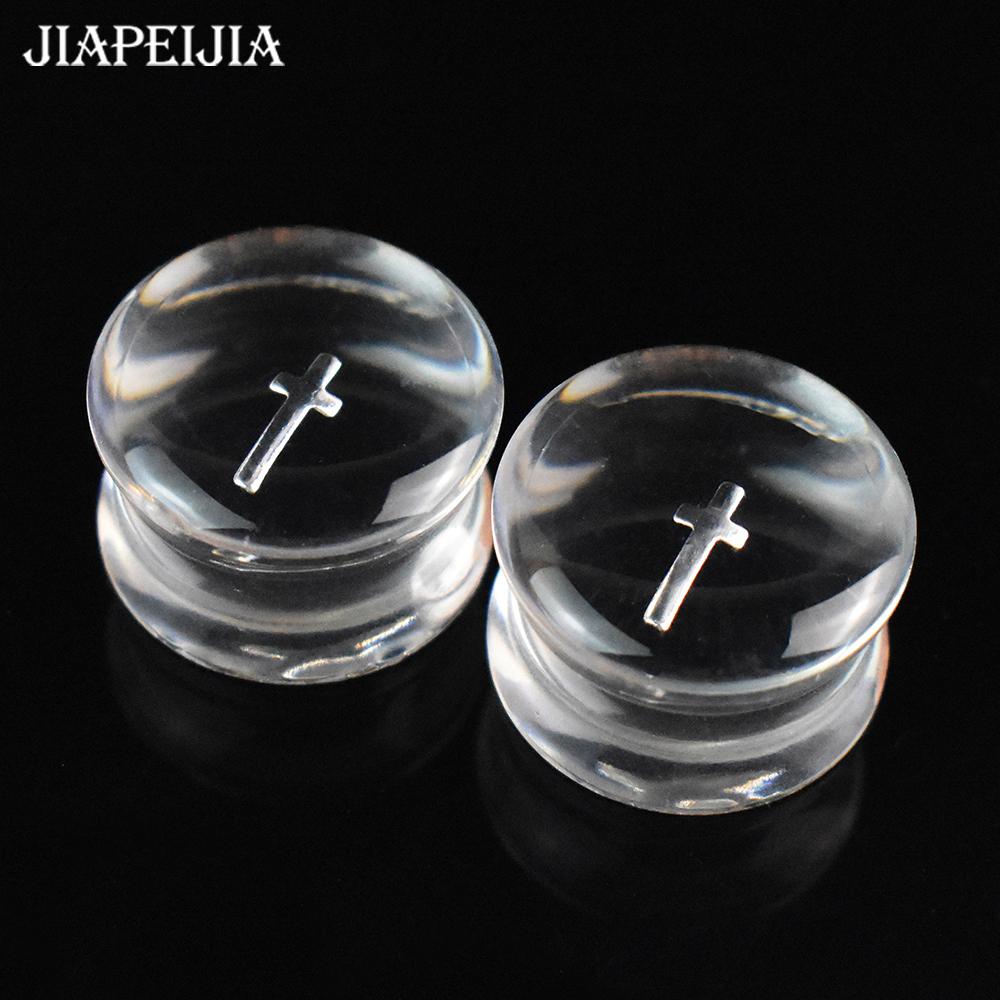 2 Stück Kreuz Ohr Tunnel Dehnstäbe Double Flared Plug Ohr Expander Dehner Körperpiercing Schmuck