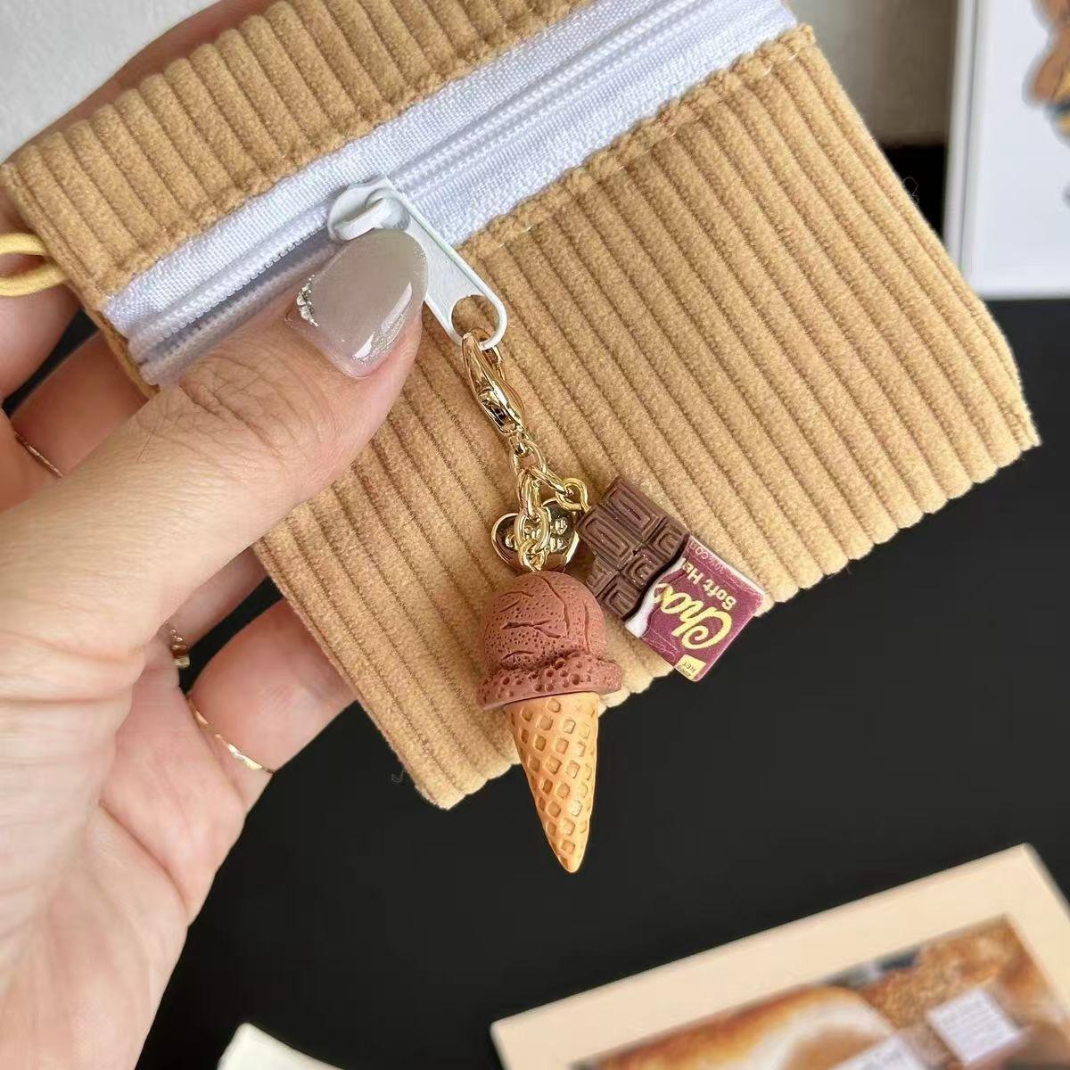 

Original 3D Food Icecream Chocolate Keychain Strap Cases For iPhone 16 Plus CCD Camera Airpods Earphones Ins Korea Cool Gift
